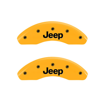 MGP 4 Caliper Covers Engraved Front JEEP Engraved Rear JEEP Grill logo Yellow finish black ch MGP