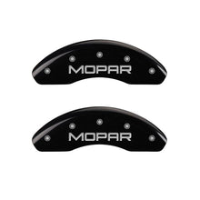 Load image into Gallery viewer, MGP 4 Caliper Covers Engraved Front &amp; Rear MOPAR Black finish silver ch MGP