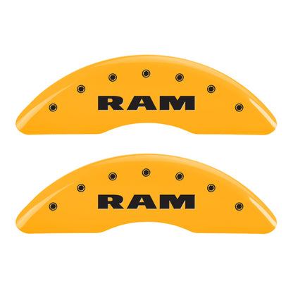 MGP 4 Caliper Covers Engraved Front Ram Rear Ramhead Yellow Finish Black Char 2010 Dodge Ram 2500 MGP