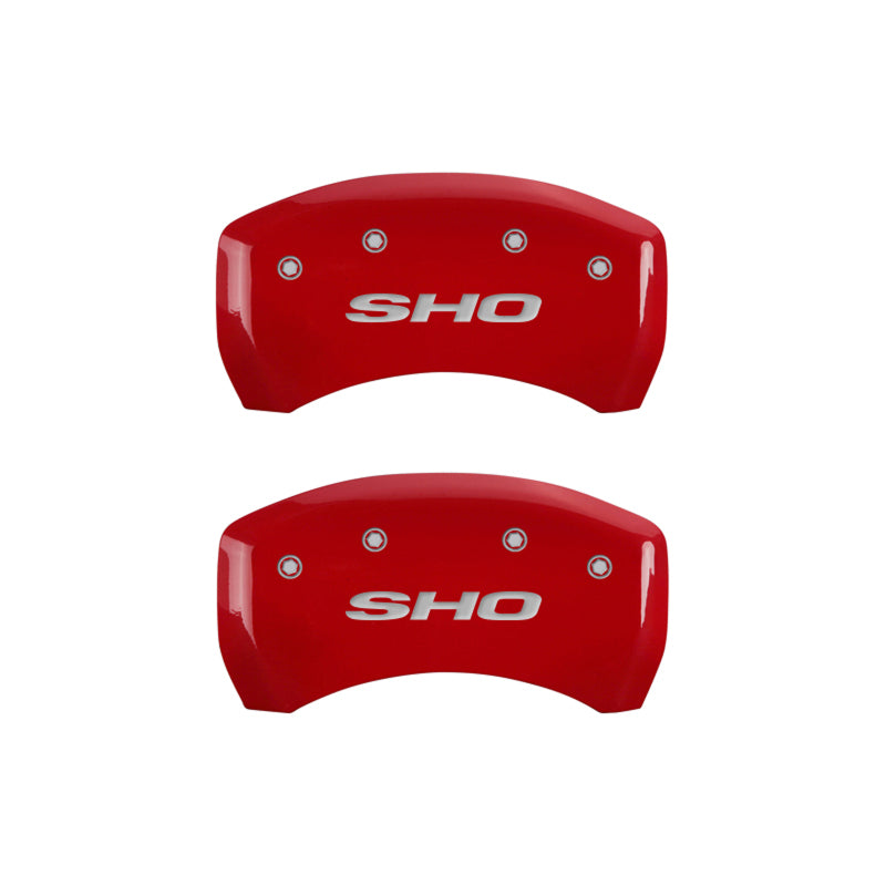 MGP 4 Caliper Covers Engraved Front & Rear SHO Red finish silver ch - eliteracefab.com