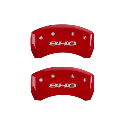 MGP 4 Caliper Covers Engraved Front & Rear SHO Red finish silver ch - eliteracefab.com