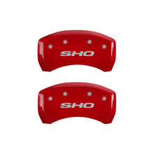 Load image into Gallery viewer, MGP 4 Caliper Covers Engraved Front &amp; Rear SHO Red finish silver ch - eliteracefab.com