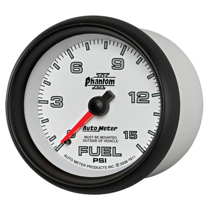 Autometer Phantom II 2-5/8in 0-15PSI Mechanical Fuel Pressure Gauge 7811
