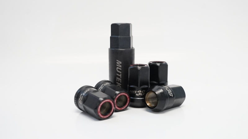 Wheel Mate Muteki HR38 Open End Lug Nuts 12x1.50 Black Chrome / Red Ring.