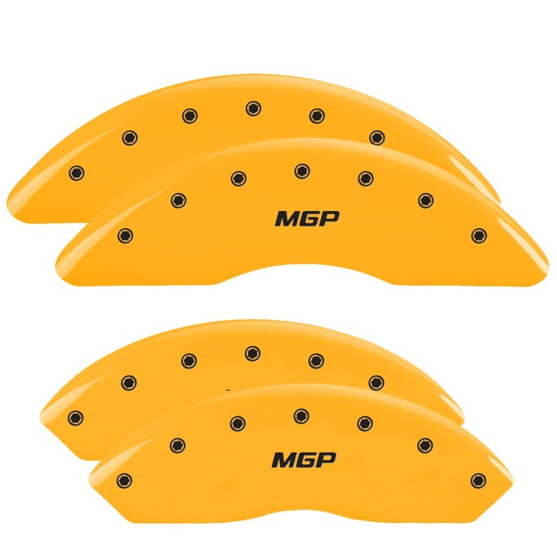 MGP 4 Caliper Covers Engraved Front & Rear 99-03 GMC Sierra 1500 Yellow Finish Black GMC Logo