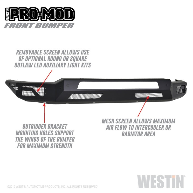 Westin 2019 Dodge Ram 1500 ( Excludes 1500 Classic & Rebel Models ) Pro-Mod Front Bumper - eliteracefab.com