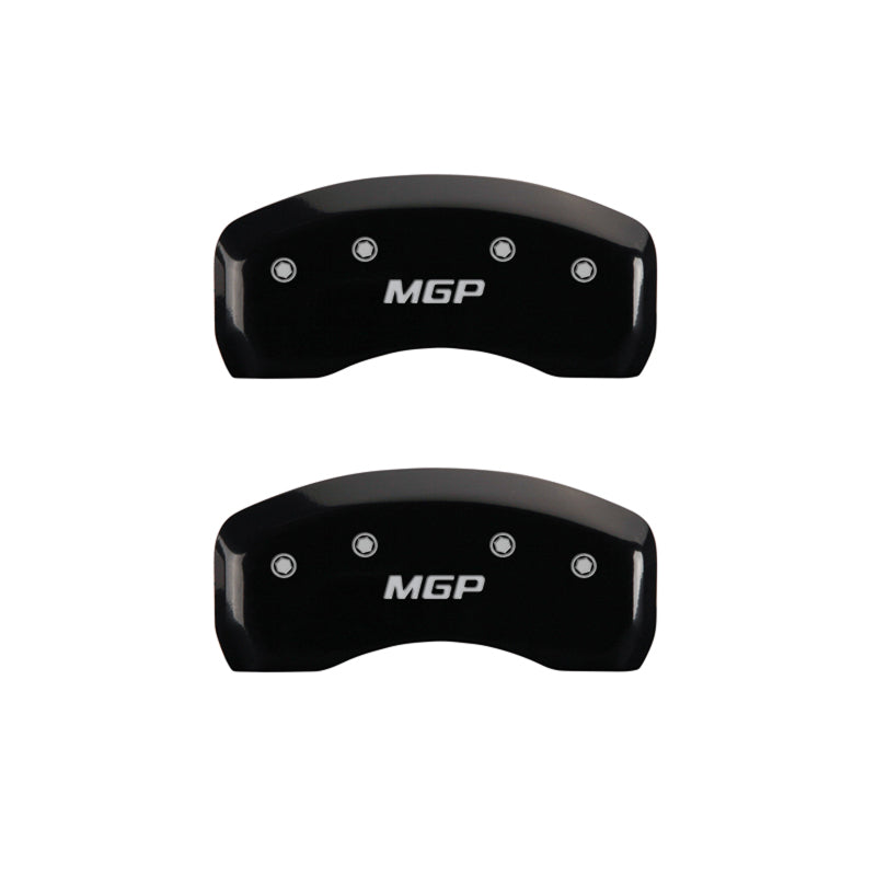 MGP 4 Caliper Covers Engraved Front & Rear MGP Black Finish Silver Char 2019 Chevrolet Malibu MGP