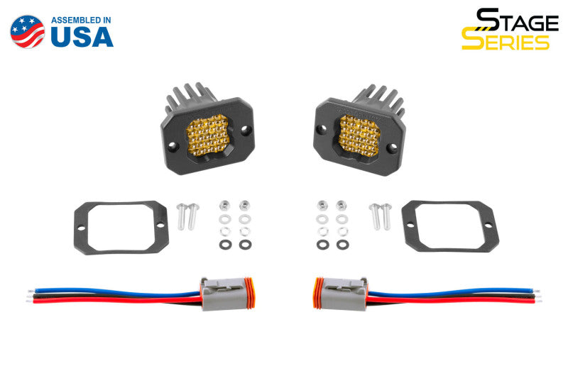 Diode Dynamics Stage Series C1 LED Pod Pro - Yellow Flood Flush ABL (Pair)