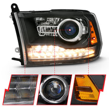 Load image into Gallery viewer, ANZO 2009-2018 Dodge Ram 1500 Projector Headlights Plank Style Halo w/Switchback Matte Black - eliteracefab.com