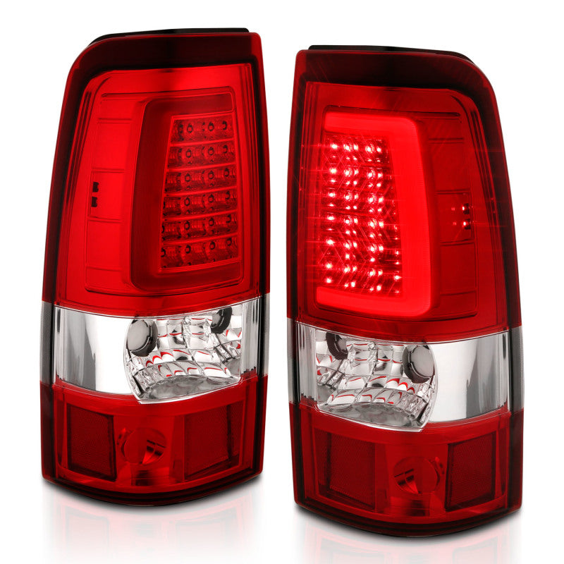 ANZO 2003-2006 Chevy Silverado 1500 LED Taillights Plank Style Chrome With Red/Clear Lens - eliteracefab.com