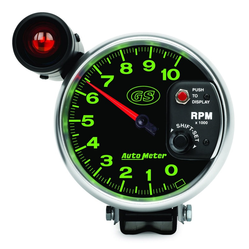 AutoMeter Gauge Tachometer 5in. 10K RPM Pedestal W/ Ext. Shift-Lite Gs 3899