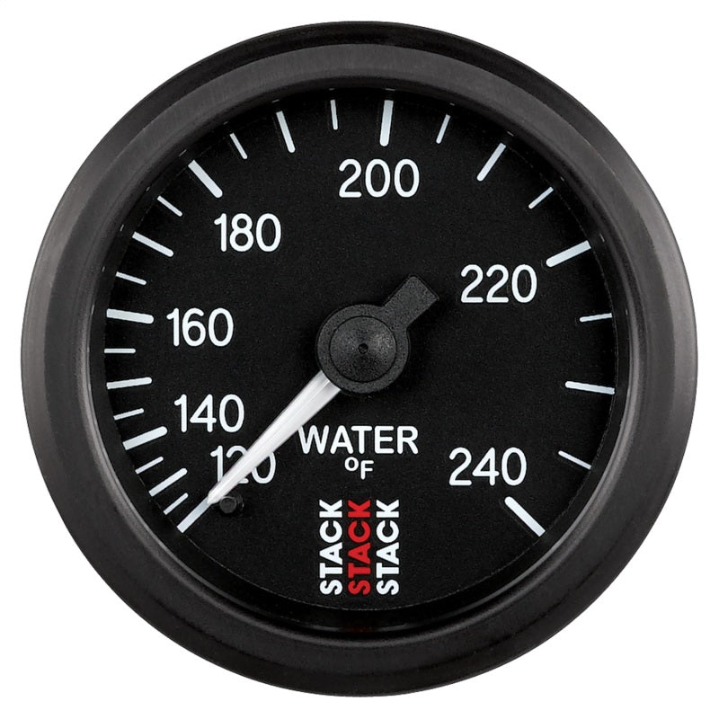 Autometer Stack 52mm 120-240 Deg F 1/2in Npt (M) Mechanical Water Temp Gauge - Black ST3108