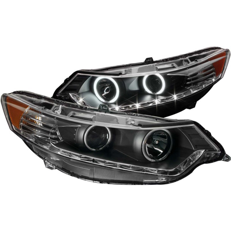 ANZO USA Acura Tsx Projector Headlights W/ Halo Black Ccfl Hid Compatible; 2009-2012 - eliteracefab.com