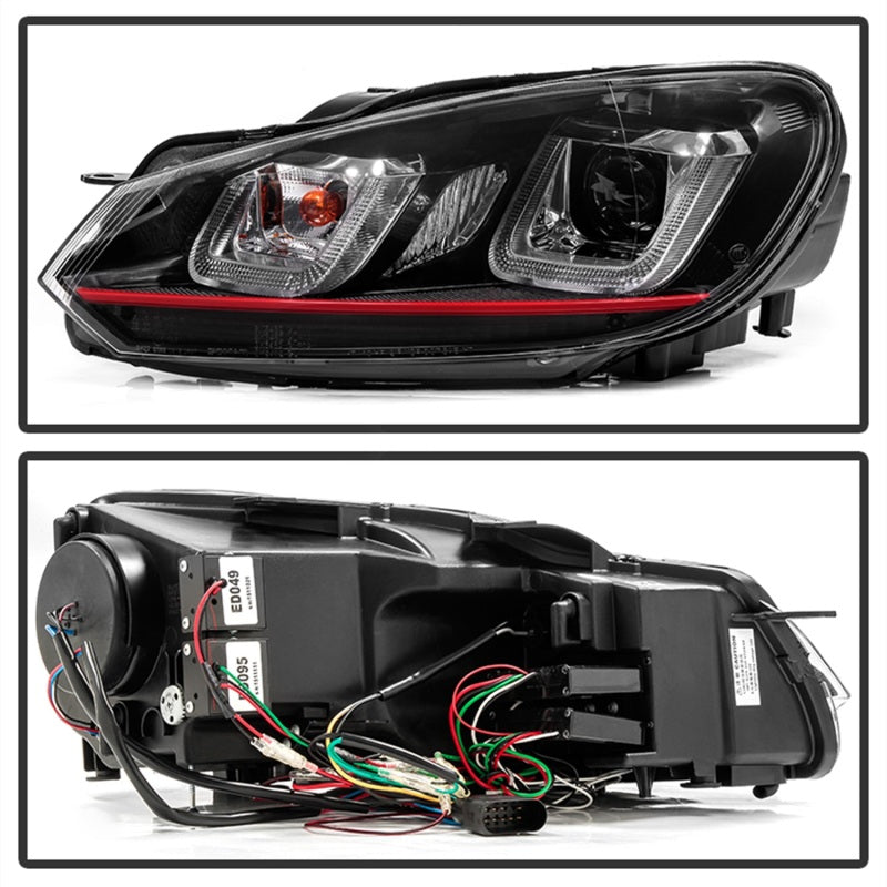 Spyder Volkswagen Golf / GTI 10-13 Version 3 Projector Headlights - Black PRO-YD-VG10V3R-DRL-BK - eliteracefab.com