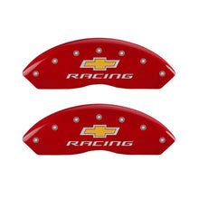 Load image into Gallery viewer, MGP 4 Caliper Covers Engraved Front &amp; Rear Chevy racing Red finish silver ch MGP