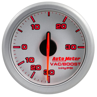 Autometer Airdrive 2-1/6in Boost/Vac Gauge 30in HG/30 PSI - Silver 9159-UL