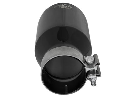 aFe MACH Force-Xp Univ 304 SS Double-Wall Clamp-On Exhaust Tip - Black - 3in Inlet - 4.5in Outlet aFe