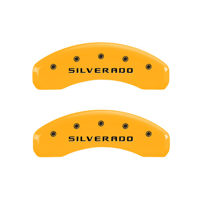 MGP 4 Caliper Covers Engraved Front & Rear Silverado Yellow Finish Blk Char 04 Chevy Avalanche 1500 MGP
