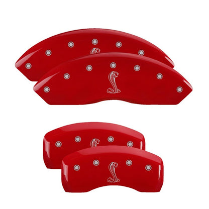 MGP 4 Caliper Covers Engraved Front Mustang Engraved Rear S197/GT Red finish silver ch MGP