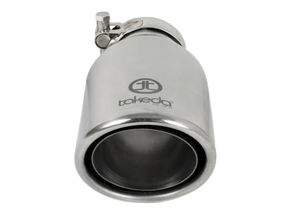 aFe Takeda 304 Stainless Steel Clamp-On Exhaust Tip 2.5in. Inlet / 4in. Outlet / 8in. L - Polished aFe