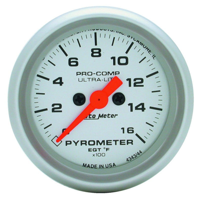 AutoMeter GAUGE; PYROMETER (EGT); 2 1/16in.; 1600deg.F; DIGITAL STEPPER MOTOR; ULTRA-LITE - eliteracefab.com