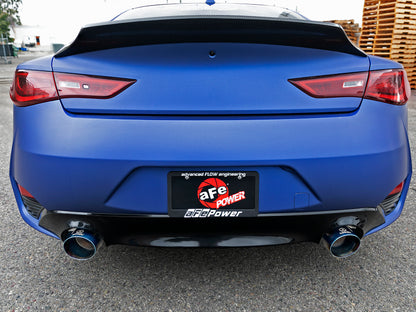 aFe POWER Takeda 2.5in 304 SS Axle-Back Exhaust w/ Blue Flame Tips 17-19 Infiniti Q60 V6-3.0L (tt) aFe
