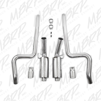 MBRP 11-14 Ford Mustang GT 5.0L Dual Split Rear Street Version T409 3in Cat Back Exhaust System - eliteracefab.com
