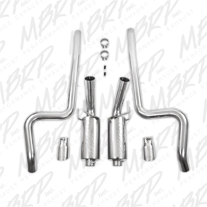 MBRP 11-14 Ford Mustang GT 5.0L Dual Split Rear Street Version T409 3in Cat Back Exhaust System - eliteracefab.com