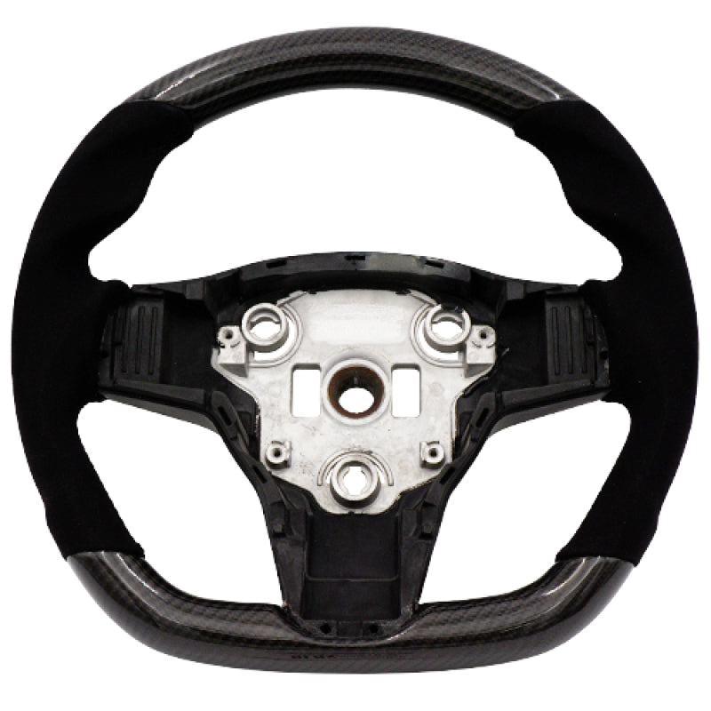 BLOX Racing Tesla Model 3 and Y Carbon/Alcantara Steering Wheel Black Stitching BXSW-60010-B