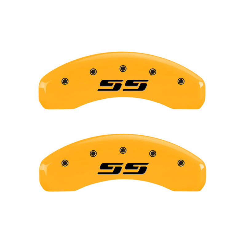 MGP 4 Caliper Covers Engraved F & R Silverado SS Yellow Finish Black Char 2002 Chevy Silverado 1500 MGP