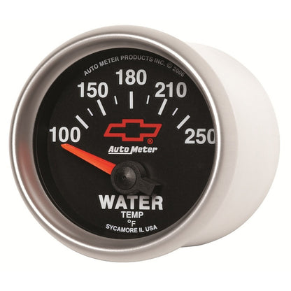 Autometer GM Bowtie Black 2-1/16in 100-250 F Pedestal Electronic Water Temp Gauge 3637-00406