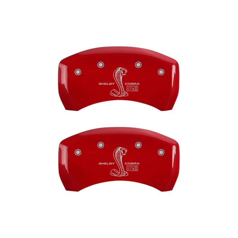 MGP Rear set 2 Caliper Covers Engraved Rear GT500 Shelby & Cobra Red finish silver ch MGP
