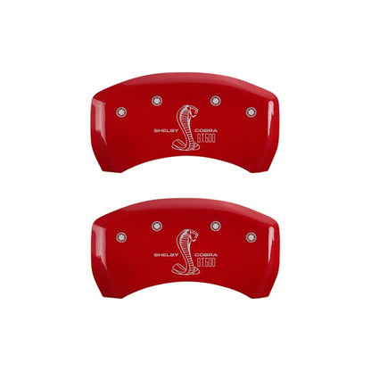 MGP Rear set 2 Caliper Covers Engraved Rear GT500 Shelby & Cobra Red finish silver ch MGP