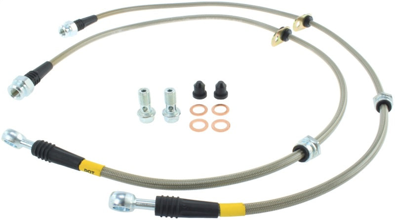 StopTech 08-10 EVO X AWD Stainless Steel Front Brake Lines - eliteracefab.com