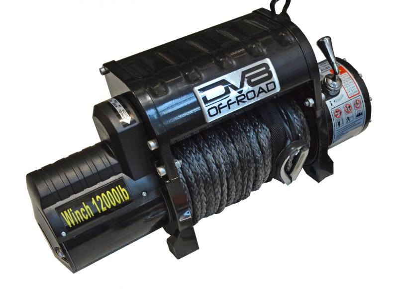 DV8 Offroad 12000 LB Winch w/ Synthetic Line & Wireless Remote - Black - eliteracefab.com