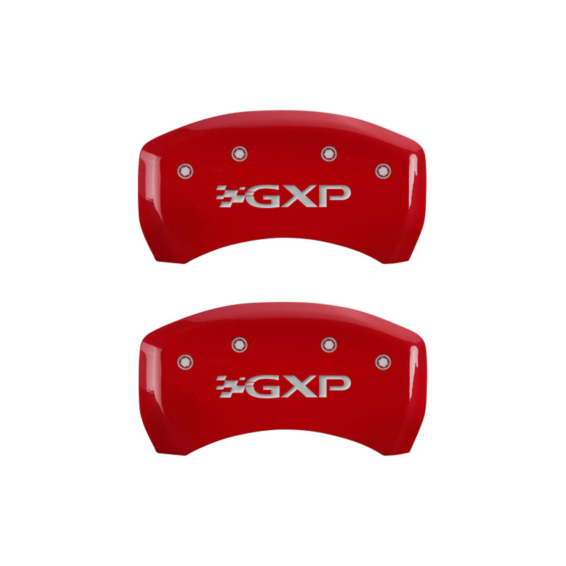 MGP 4 Caliper Covers Engraved Front Pontiac Engraved Rear GXP Red finish silver ch - eliteracefab.com