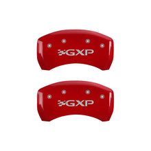 Load image into Gallery viewer, MGP 4 Caliper Covers Engraved Front Pontiac Engraved Rear GXP Red finish silver ch - eliteracefab.com