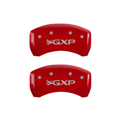 MGP 4 Caliper Covers Engraved Front Pontiac Engraved Rear GXP Red finish silver ch - eliteracefab.com