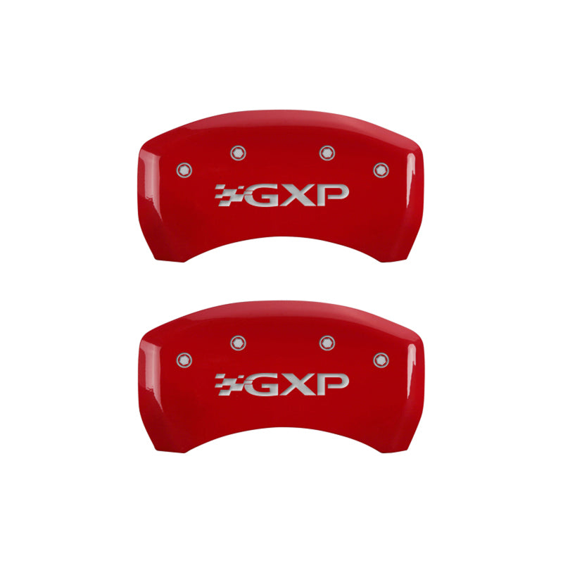MGP 4 Caliper Covers Engraved Front Pontiac Engraved Rear GXP Red finish silver ch MGP