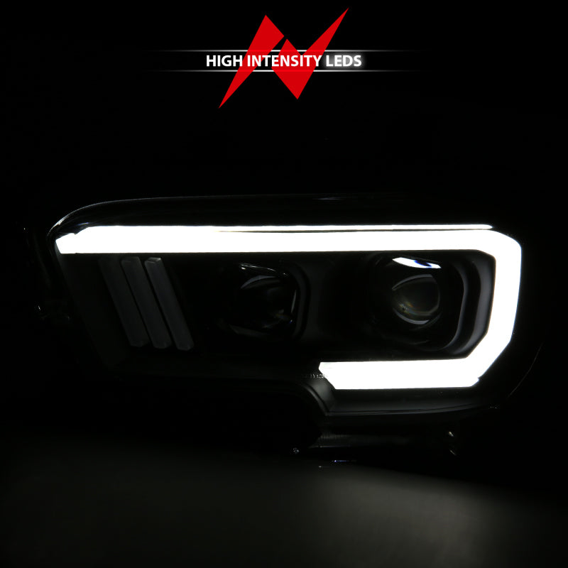 ANZO 2016-2017 Toyota Tacoma Projector Headlights w/ Plank Style Switchback Black w/ Amber - eliteracefab.com