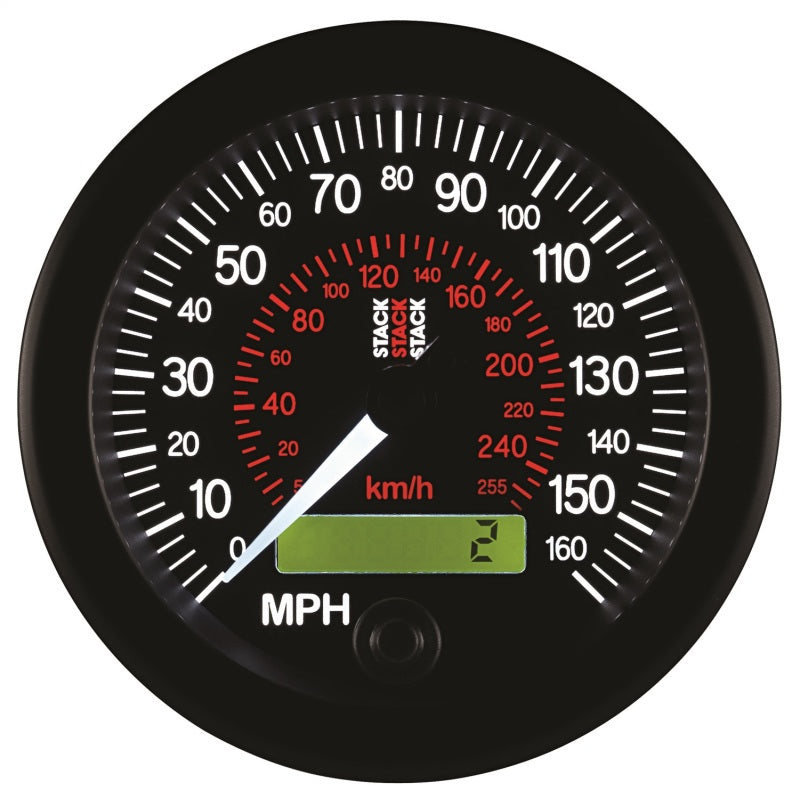 Autometer Stack Instruments 88MM 0-160 MPH / 260 KM/H Programmable Speedometer - Black ST3801