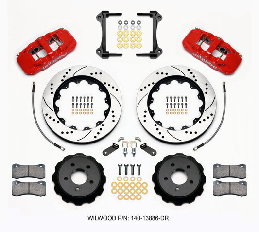 Wilwood AERO6 Front Hat Kit 14.00 Drilled Red 2015-Up Mustang w/Lines Wilwood