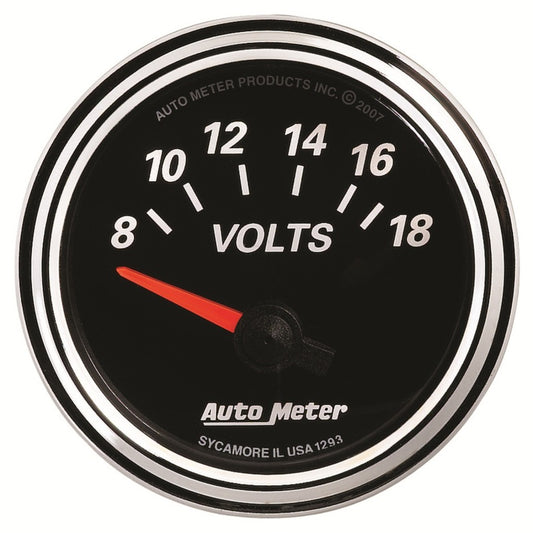 Autometer Designer Black II 52mm 18V Voltmeter Gauge 1293