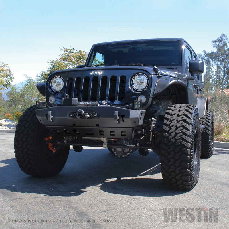 Westin 07-18 Jeep Wrangler JK WJ2 Stubby Front Bumper - Tex. Blk Westin