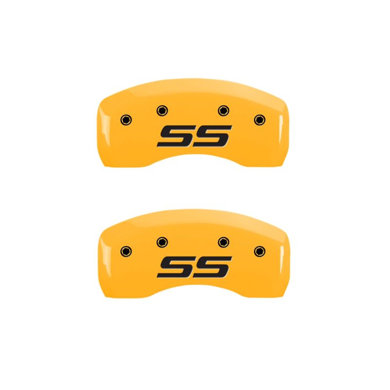 MGP 4 Caliper Covers Engraved Front & Rear Monte Carlo SS Yellow Finish Black Char 2002 Chevy Impala MGP