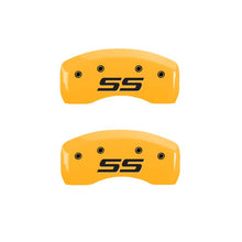 Load image into Gallery viewer, MGP 4 Caliper Covers Engraved Front &amp; Rear Monte Carlo SS Yellow Finish Black Char 2002 Chevy Impala