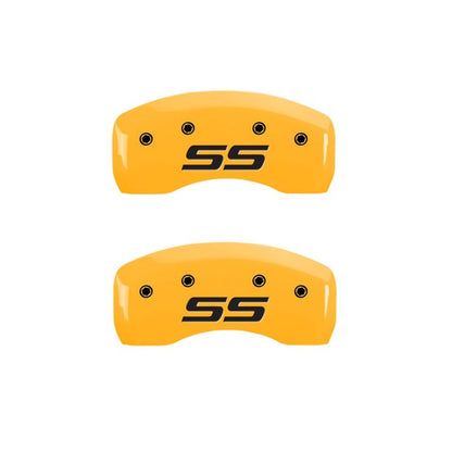 MGP 4 Caliper Covers Engraved Front & Rear Monte Carlo SS Yellow Finish Black Char 2008 Chevy Impala MGP