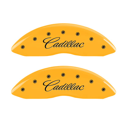 MGP 4 Caliper Covers Engraved F & R Cadillac Yellow Finish Black Char 2004 Cadillac Escalade EXT MGP