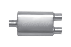 Gibson MWA Superflow Center/Dual Oval Muffler - 4x9x14in/3in Inlet/2.5in Outlet - Stainless - eliteracefab.com