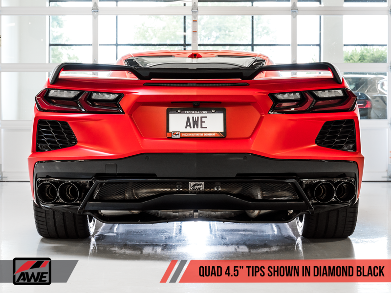 AWE Tuning 2020 Chevrolet Corvette (C8) Touring Edition Exhaust - Quad Diamond Black Tips - eliteracefab.com